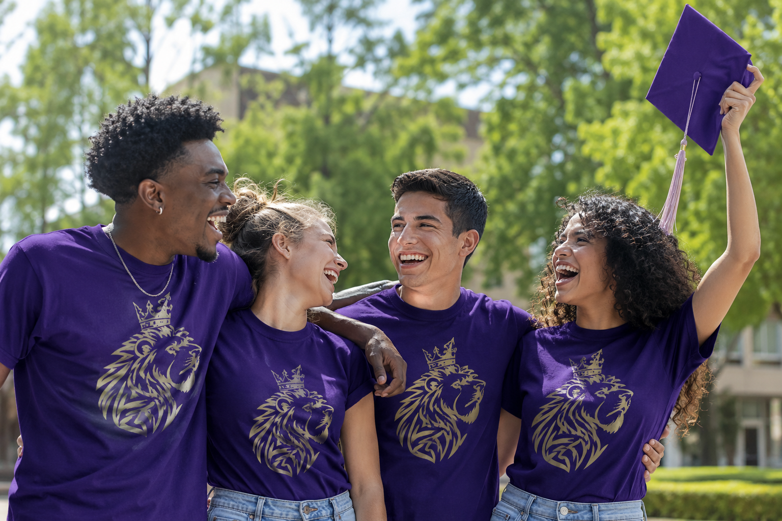 Group in matching graduation tees