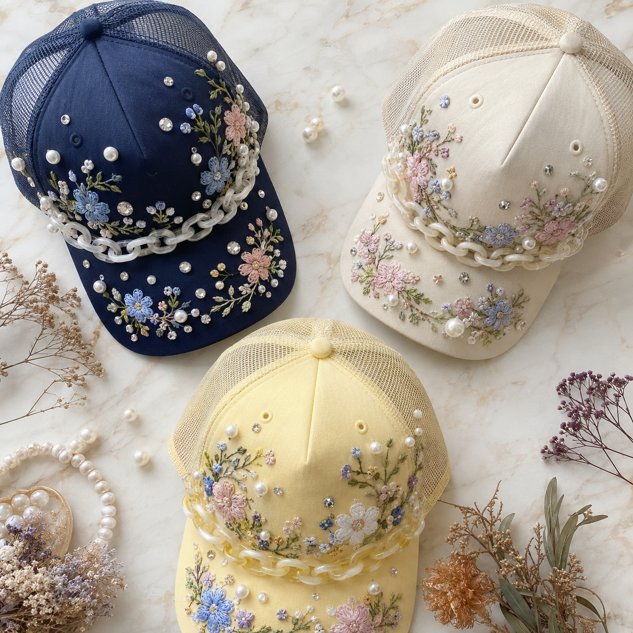 Handmade decorated caps